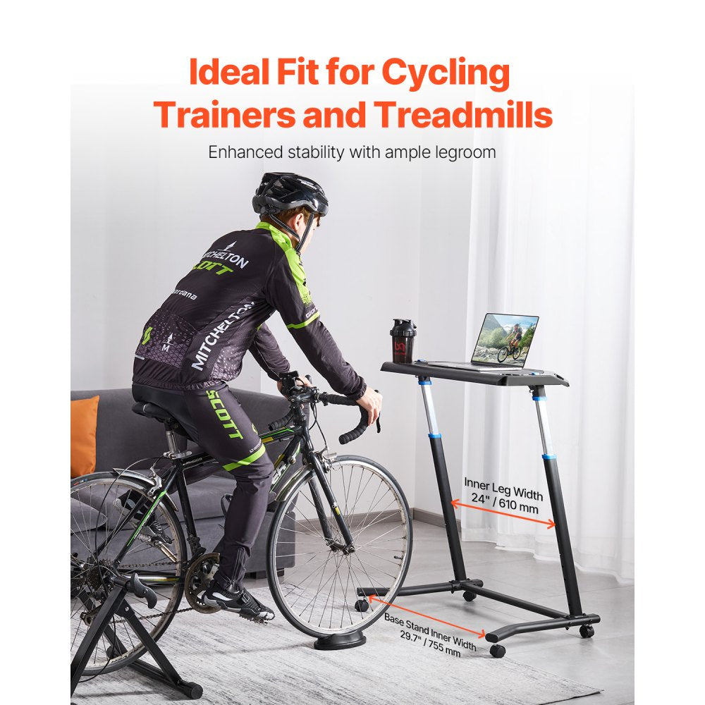 VEVOR Cycling Desk, Mobile Foldable Multi-Functional Bike Trainer & Treadmill Desk with Lockable Wheels, Non-Slip