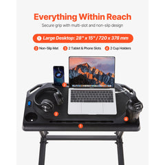 VEVOR Cycling Desk, Mobile Foldable Multi-Functional Bike Trainer & Treadmill Desk with Lockable Wheels, Non-Slip