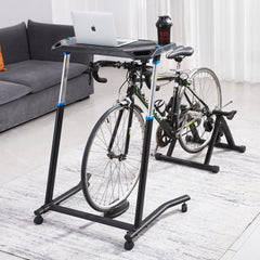 VEVOR Cycling Desk, Mobile Foldable Multi-Functional Bike Trainer & Treadmill Desk with Lockable Wheels, Non-Slip