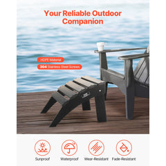VEVOR Adirondack Ottoman, 18.7L x 19.7W x 13H Inch HDPE Plastic Folding Adirondack Ottoman, Weather-Resistant Foot Rest