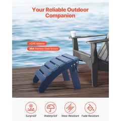 VEVOR Adirondack Ottoman Set of 2, 18.7L x 18.9W x 13.8H Inch HDPE Plastic Folding Adirondack Ottoman