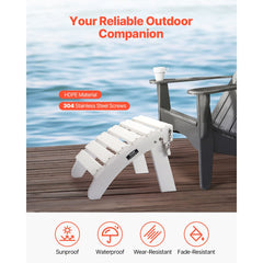 VEVOR Adirondack Ottoman, 17.7L x 19.7W x 13.8H Inch HDPE Plastic Folding Adirondack Ottoman, Weather-Resistant Foot