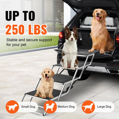 VEVOR Dog Stair for Cars, Wide 4-step Dog Car Steps, Folding Dog Car Ramp with Nonslip Surface, Portable Pet Steps