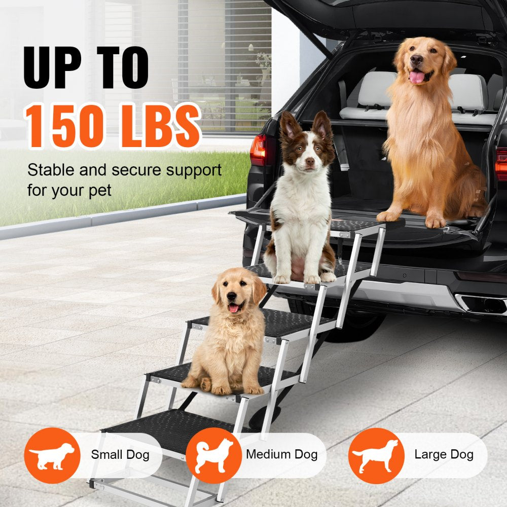 VEVOR Dog Stair for Cars, Wide 5-step Dog Car Steps, Folding Dog Car Ramp with Nonslip Surface, Portable Pet Steps