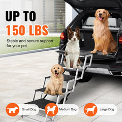 VEVOR Dog Stair for Cars, Wide 5-step Dog Car Steps, Folding Dog Car Ramp with Nonslip Surface, Portable Pet Steps