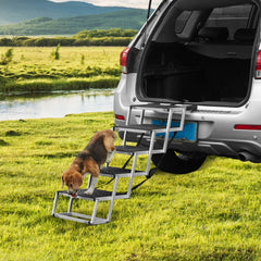VEVOR Dog Stair for Cars, Wide 5-step Dog Car Steps, Folding Dog Car Ramp with Nonslip Surface, Portable Pet Steps
