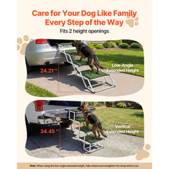 VEVOR Dog Stairs for Car, 4 Steps Extra Wide Foldable Dog Ramp for Large Dogs with Non-Slip Surface, Portable