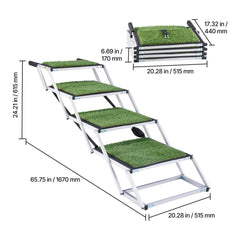 VEVOR Dog Stairs for Car, 4 Steps Extra Wide Foldable Dog Ramp for Large Dogs with Non-Slip Surface, Portable
