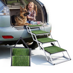 VEVOR Dog Stairs for Car, 4 Steps Extra Wide Foldable Dog Ramp for Large Dogs with Non-Slip Surface, Portable