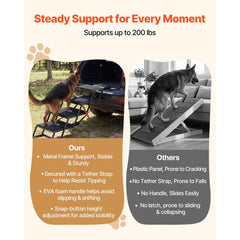 VEVOR Dog Stairs for Car, 4 Steps Extra Wide Foldable Dog Ramp for Large Dogs with Non-Slip Rug Surface, Portable