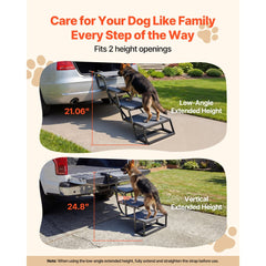 VEVOR Dog Stairs for Car, 4 Steps Extra Wide Foldable Dog Ramp for Large Dogs with Non-Slip Surface, Portable