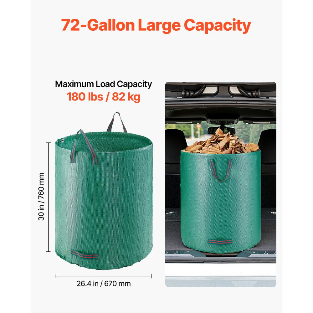 VEVOR 3-Pack 72 Gallon Reusable Yard Waste Bag, Large Lawn Garden Bags, Heavy Duty Collapsible Garden Leaf Trash