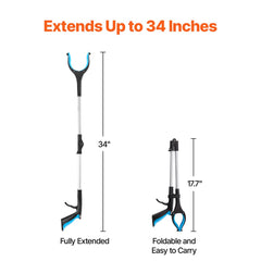 VEVOR Grabber Reacher Tool, 2-Pack 34" Foldable Reacher Grabber Pickup Tool with 360° Rotating Wide Jaw and Dual-Sided