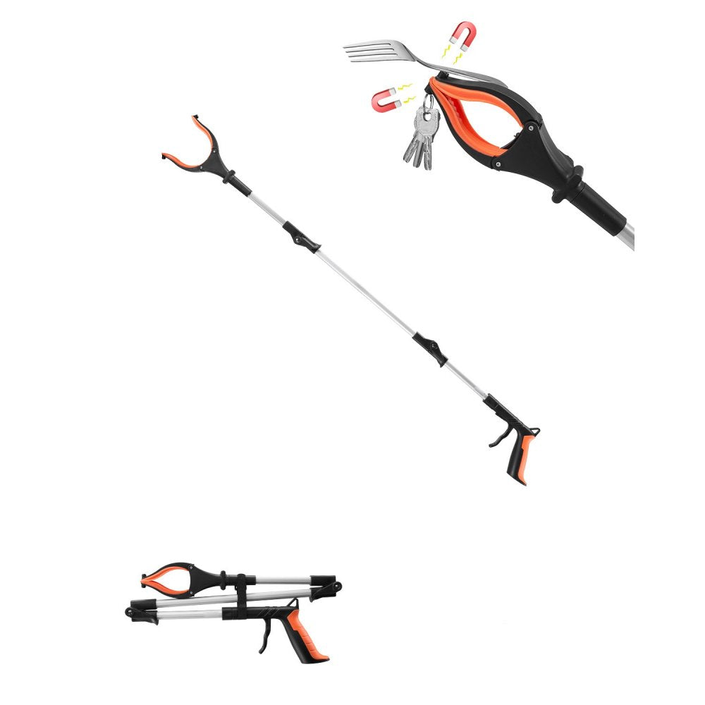 VEVOR Grabber Reacher Tool, 43" Foldable Reacher Grabber Pickup Tool with 360° Rotating Jaw, Magnet and LED Light