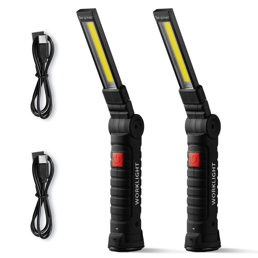 VEVOR Rechargeable LED Work Light, 1200 mAh, Magnetic Mechanic Flashlight with Magnetic Base, 360° Rotation, 5 Lighting