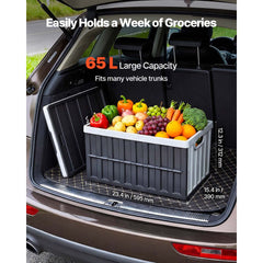 VEVOR Plastic Collapsible Storage Bins with Lids, 65L 3 Packs, Stackable Folding Storage Crates with Handles, Holds 84