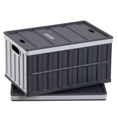 VEVOR Plastic Collapsible Storage Bins with Lids, 65L 2 Packs, Stackable Folding Storage Crates with Handles, Holds 84