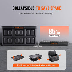 VEVOR Collapsible Storage Bins with Lids, 45L 3 Packs, Folding Plastic Stackable Utility Crates with Handles, Large