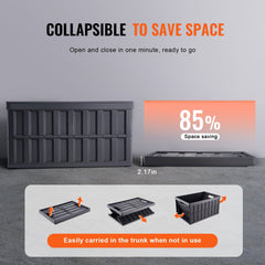 VEVOR Collapsible Storage Bins with Lids, 65L 3 Packs, Folding Plastic Stackable Utility Crates with Handles, Large