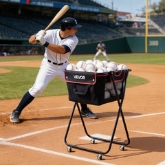 VEVOR Tennis Ball Hopper, Holds 175 Tennis Balls or 290 Pickleballs, Foldable Pickleball Basket Cart with Wheels for