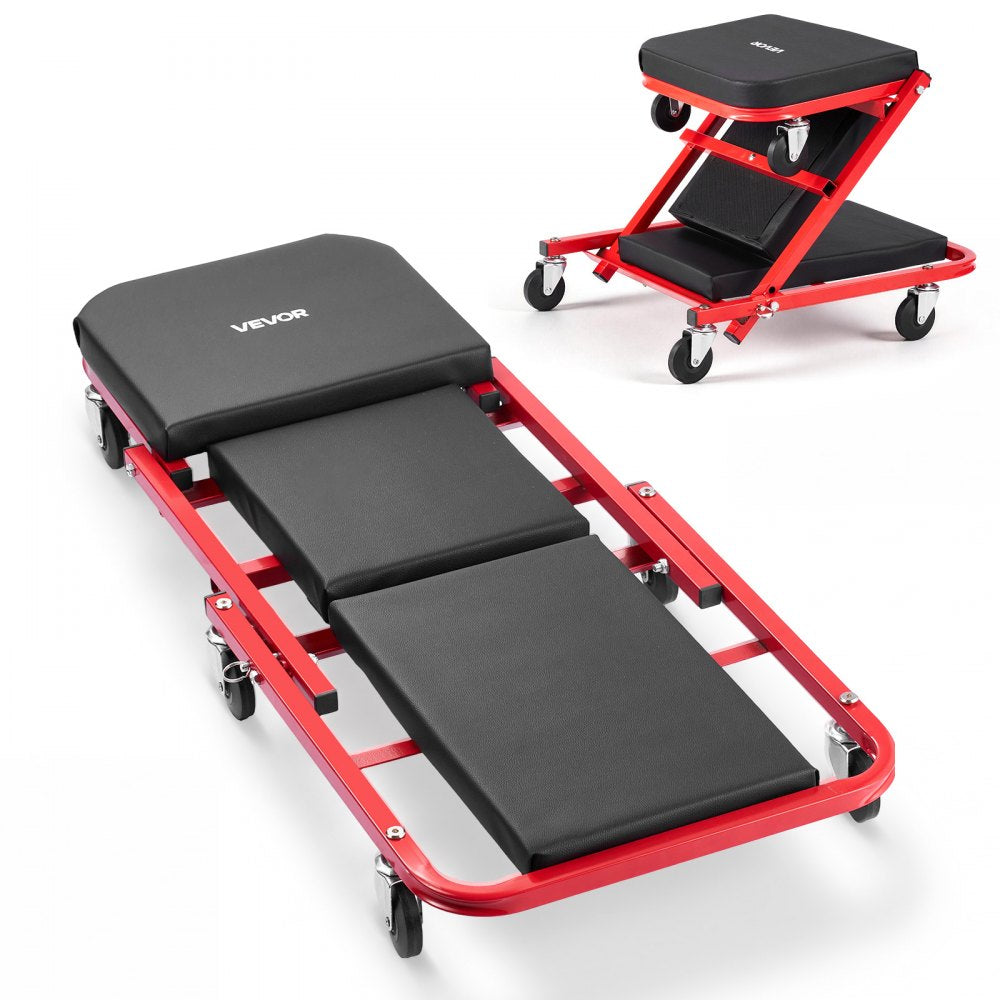 VEVOR 40 in 2-in-1 Folding Mechanic Creeper, Z Creeper Seat & Under Car Garage Roller, 450 lbs Rolling Creeper Stool