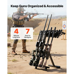 VEVOR Gun Rack, Portable, Folding Heavy Duty Steel Rifle Shotgun Rack Stand, Freestanding Indoor Outdoor Gun Display
