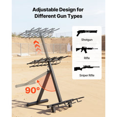 VEVOR Gun Rack, Portable, Folding Heavy Duty Steel Rifle Shotgun Rack Stand, Freestanding Indoor Outdoor Gun Display