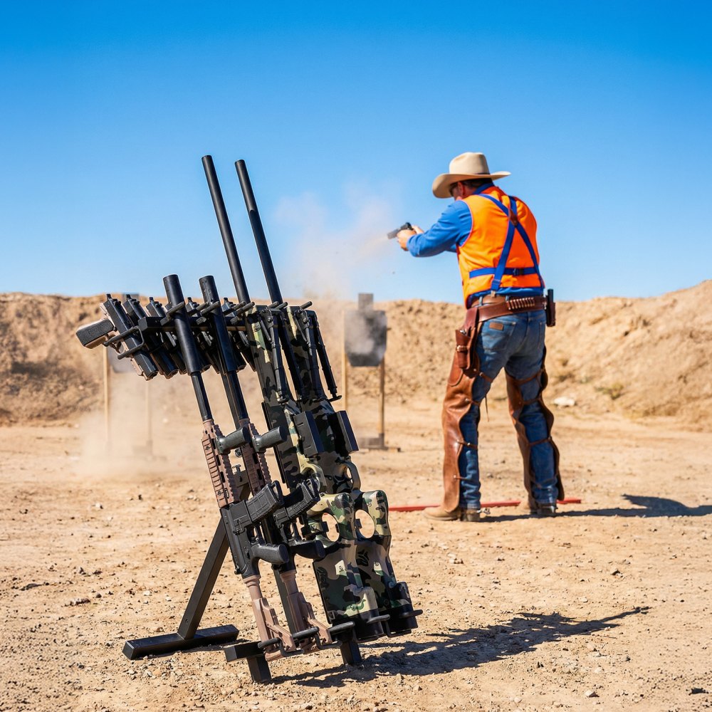 VEVOR Gun Rack, Portable, Folding Heavy Duty Steel Rifle Shotgun Rack Stand, Freestanding Indoor Outdoor Gun Display