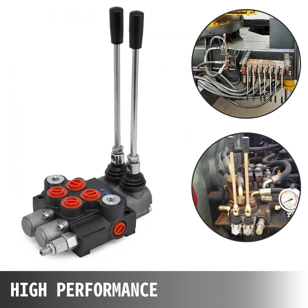 VEVOR Hydraulic Valve 2 Spool Hydraulic Directional Control Valve 11gpm Hydraulic Control Valve Double Acting for