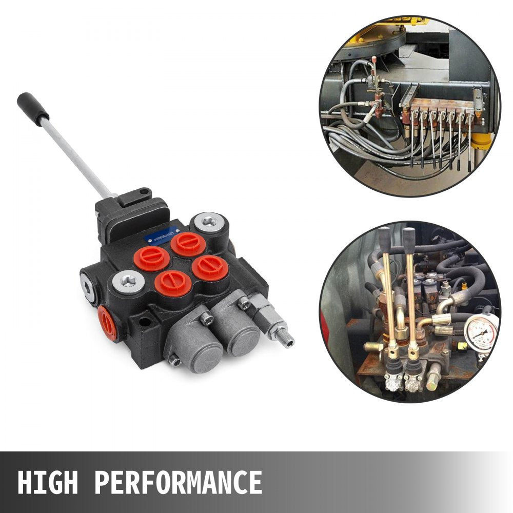 VEVOR Hydraulic Valve 2 Spool Hydraulic Joystick Control Valve 11gpm Hydraulic Directional Control Valve Double Acting