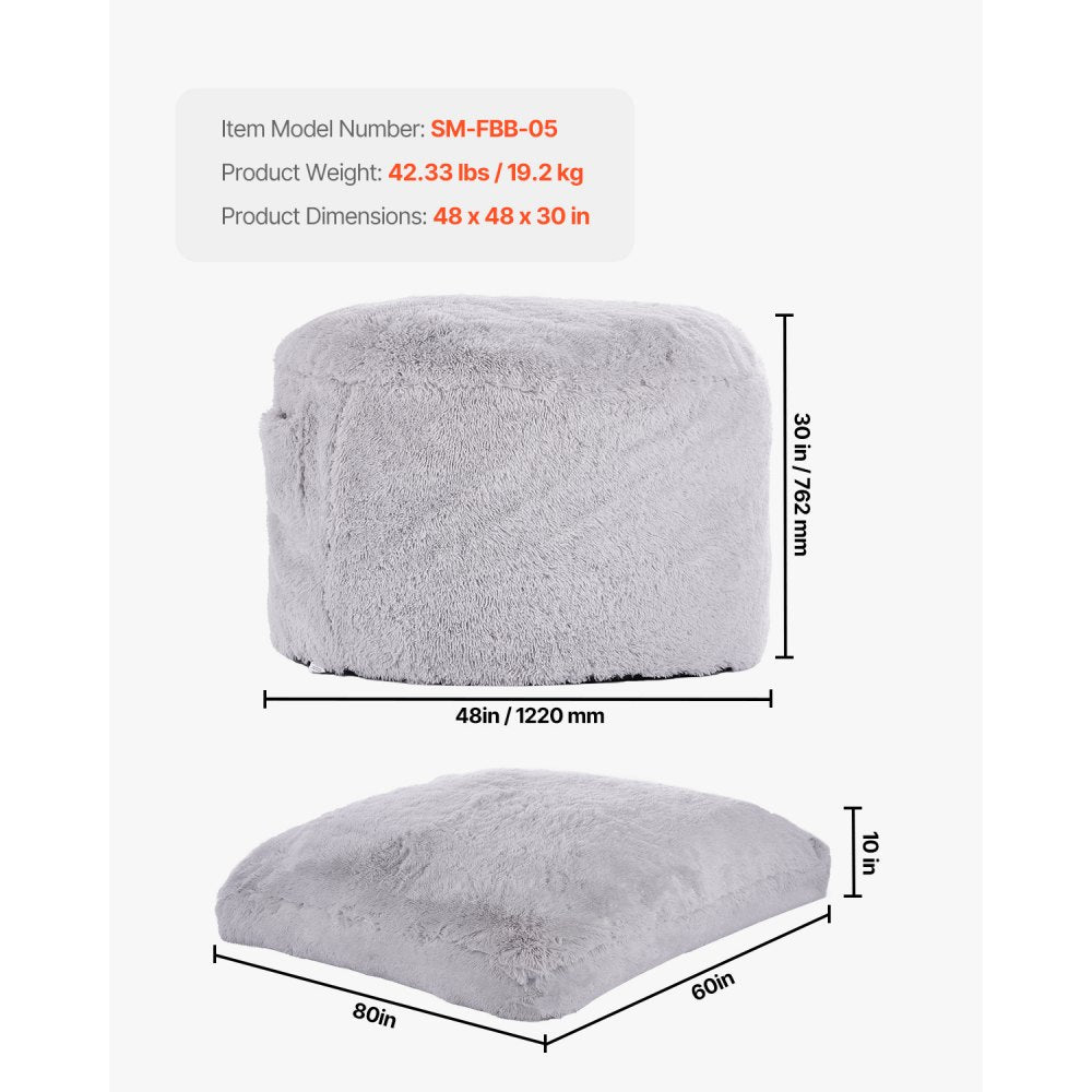 VEVOR Bean Bag Bed Chair, Convertible Chair from BeanBag to Lounge or Mattress, Gaint Bean Bag Chair Bed with Washable