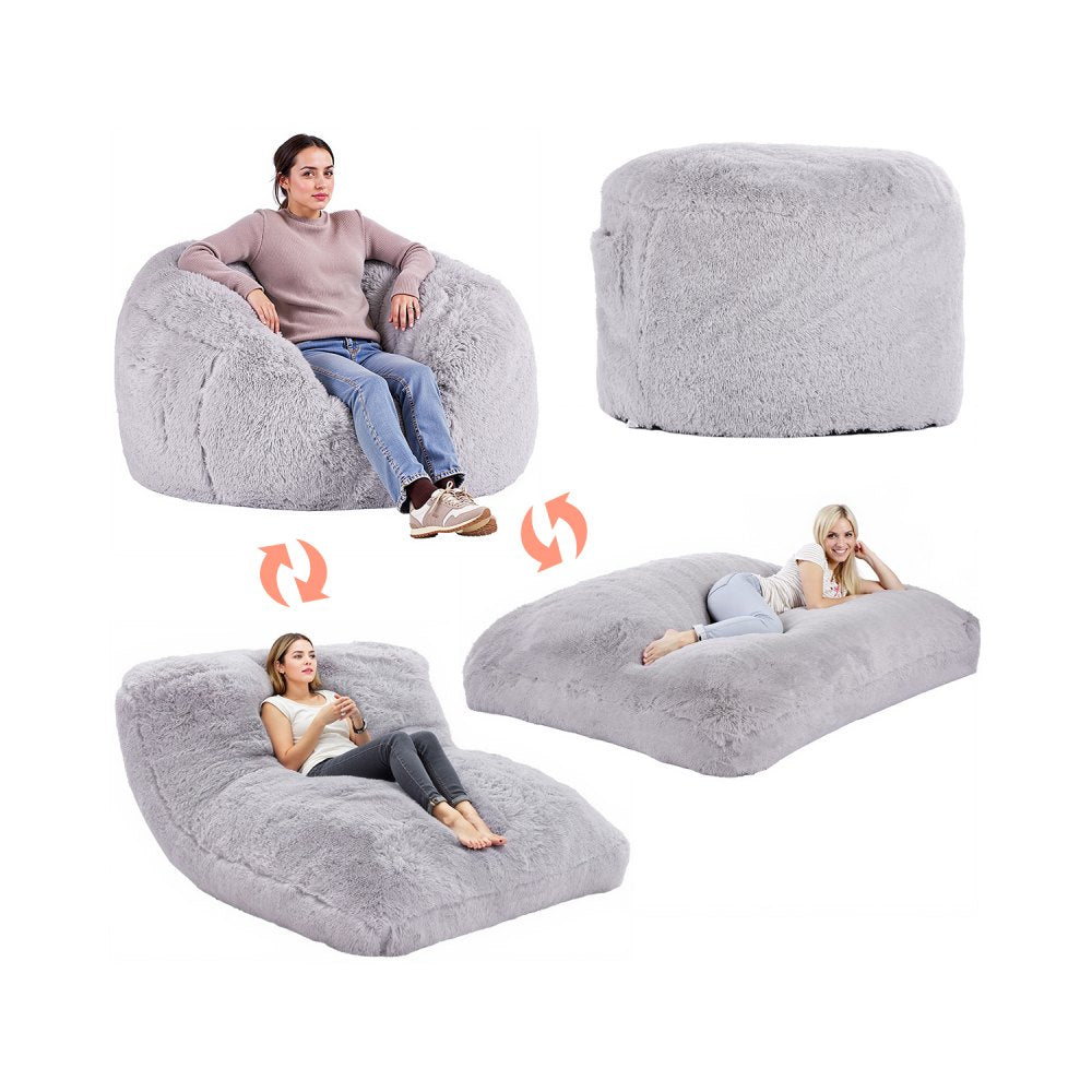 VEVOR Bean Bag Bed Chair, Convertible Chair from BeanBag to Lounge or Mattress, Gaint Bean Bag Chair Bed with Washable