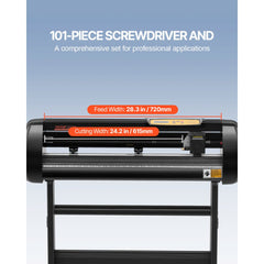 VEVOR Vinyl Cutter Machine, Upgraded 28 Inch Paper Feed Cutting Plotter Bundle, Adjustable Force & Speed Vinyl Printer