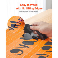 VEVOR Heat Transfer Vinyl, 12 in x 25 ft, Glossy Black HTV Iron on Vinyl Roll, Easy to Cut and Weed, Strong Adhesion