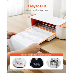 VEVOR Heat Transfer Vinyl, 12 in x 50 ft, Glossy White HTV Iron on Vinyl Roll, Easy to Cut and Weed, Strong Adhesion