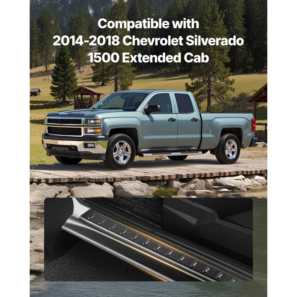VEVOR Rocker Panel Guard, 4-Piece Set Compatible with 2014-2018 Chevrolet Silverado 1500 Extended Cab, Replacement for