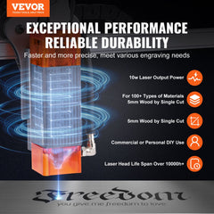 VEVOR Laser Engraver, 10W Output Laser Engraving Machine, 15.7" x 15.7" Large Working Area, 10000mm/min Movement Speed