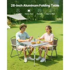VEVOR Folding Camping Table, Portable Roll Up Side Tables, Small Lightweight Aluminum Beach Table, Compact with Carry