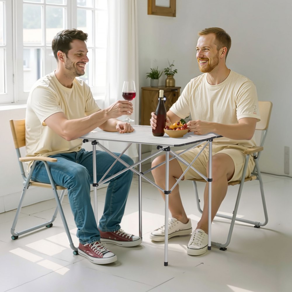 VEVOR Folding Camping Table, Portable Roll Up Side Tables, Small Lightweight Aluminum Beach Table, Compact with Carry