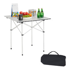 VEVOR Folding Camping Table, Portable Roll Up Side Tables, Small Lightweight Aluminum Beach Table, Compact with Carry