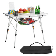 VEVOR Folding Camping Table, Portable Roll Up Side Tables, Lightweight Aluminum Beach Table with Adjustable Height, Top