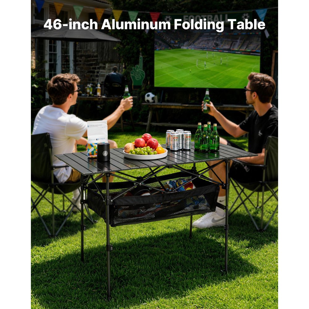 VEVOR Folding Camping Table, Portable Roll Up Side Tables, Lightweight Aluminum Beach Table with Adjustable Height