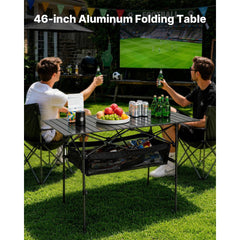 VEVOR Folding Camping Table, Portable Roll Up Side Tables, Lightweight Aluminum Beach Table with Adjustable Height