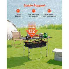 VEVOR Folding Camping Table, Portable Roll Up Side Tables, Lightweight Aluminum Beach Table with Adjustable Height