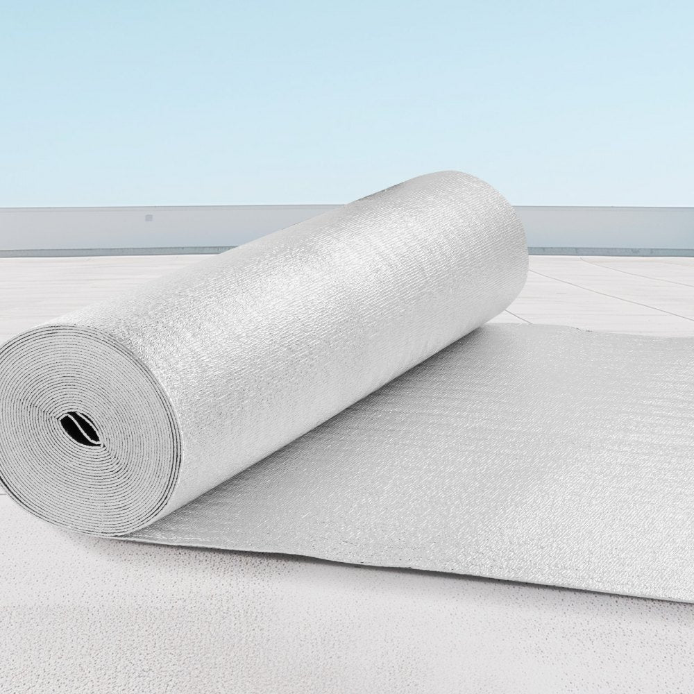 VEVOR Double Reflective Insulation Roll, Foam Core Radiant Barrier, 3.2 mm 48 in x 50 ft, Double-Sided Aluminum Foil