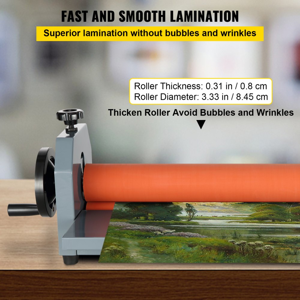 VEVOR 51 Inch Cold Laminator Machine 10mm Manual Vinyl Photo Film Cold laminator Hand Crank Pressure Cold Roll