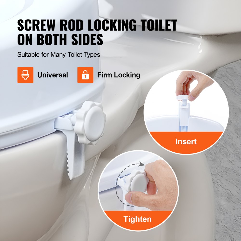 VEVOR Raised Toilet Seat, 6" Height Raised, 300 lbs Weight Capacity, Universal Toilet Seat Riser, Screw Rod Locking