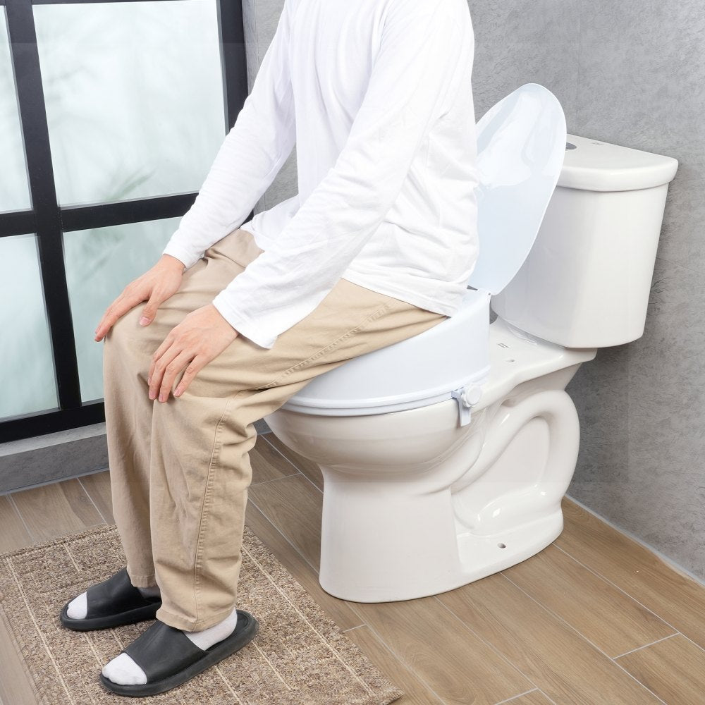 VEVOR Raised Toilet Seat, 6" Height Raised, 300 lbs Weight Capacity, Universal Toilet Seat Riser, Screw Rod Locking