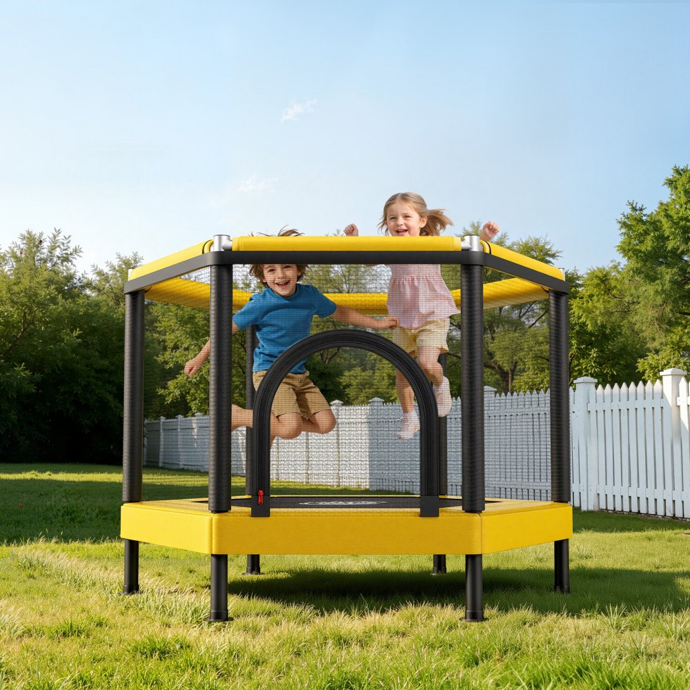 VEVOR Trampoline for Kids, Toddler Mini Trampoline, 132 lbs Capacity Indoor Outdoor Play Toys with Enclosure Net and