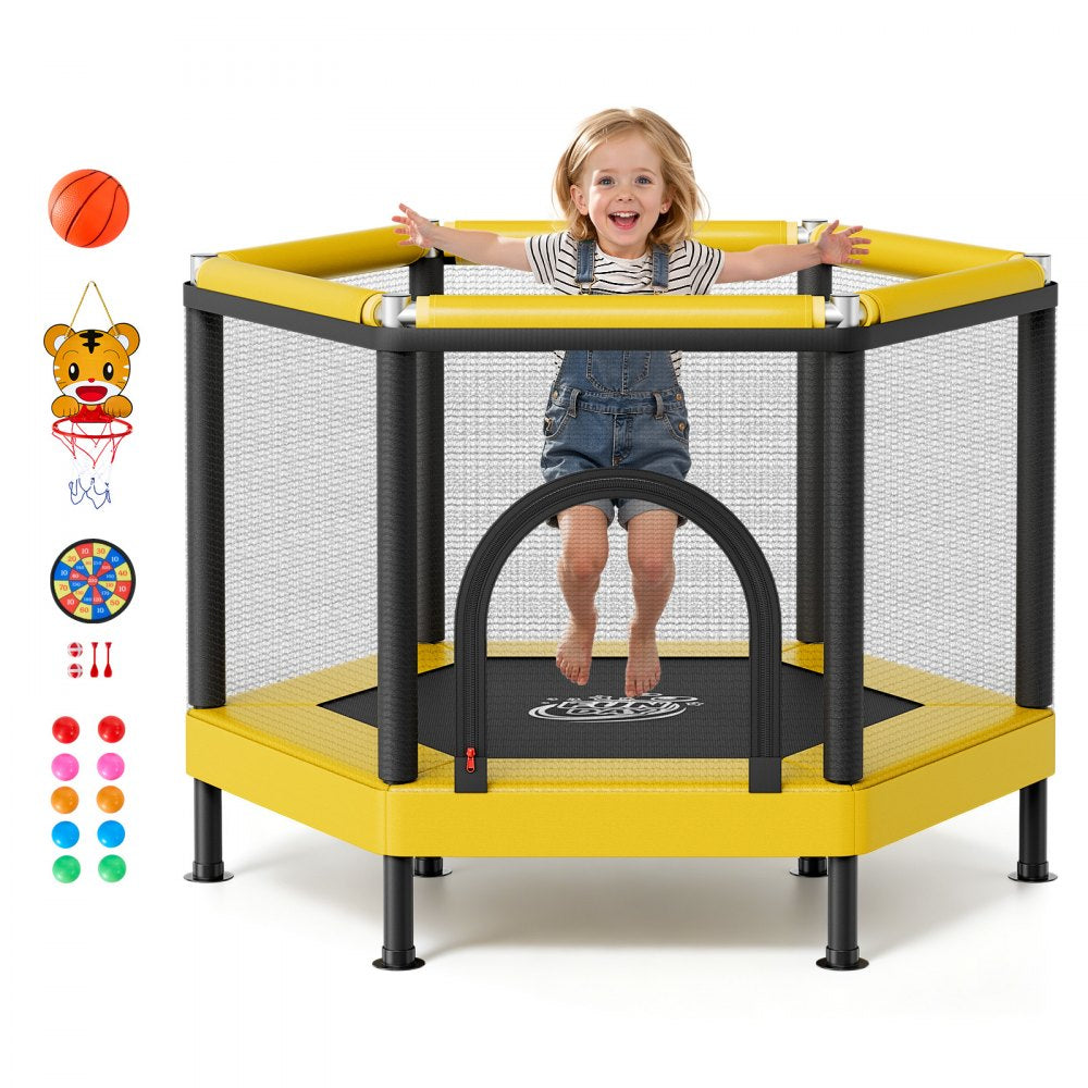 VEVOR Trampoline for Kids, Toddler Mini Trampoline, 132 lbs Capacity Indoor Outdoor Play Toys with Enclosure Net and